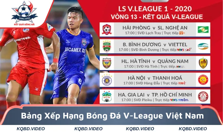 Bảng xếp hạng bóng đá V-League Việt Nam